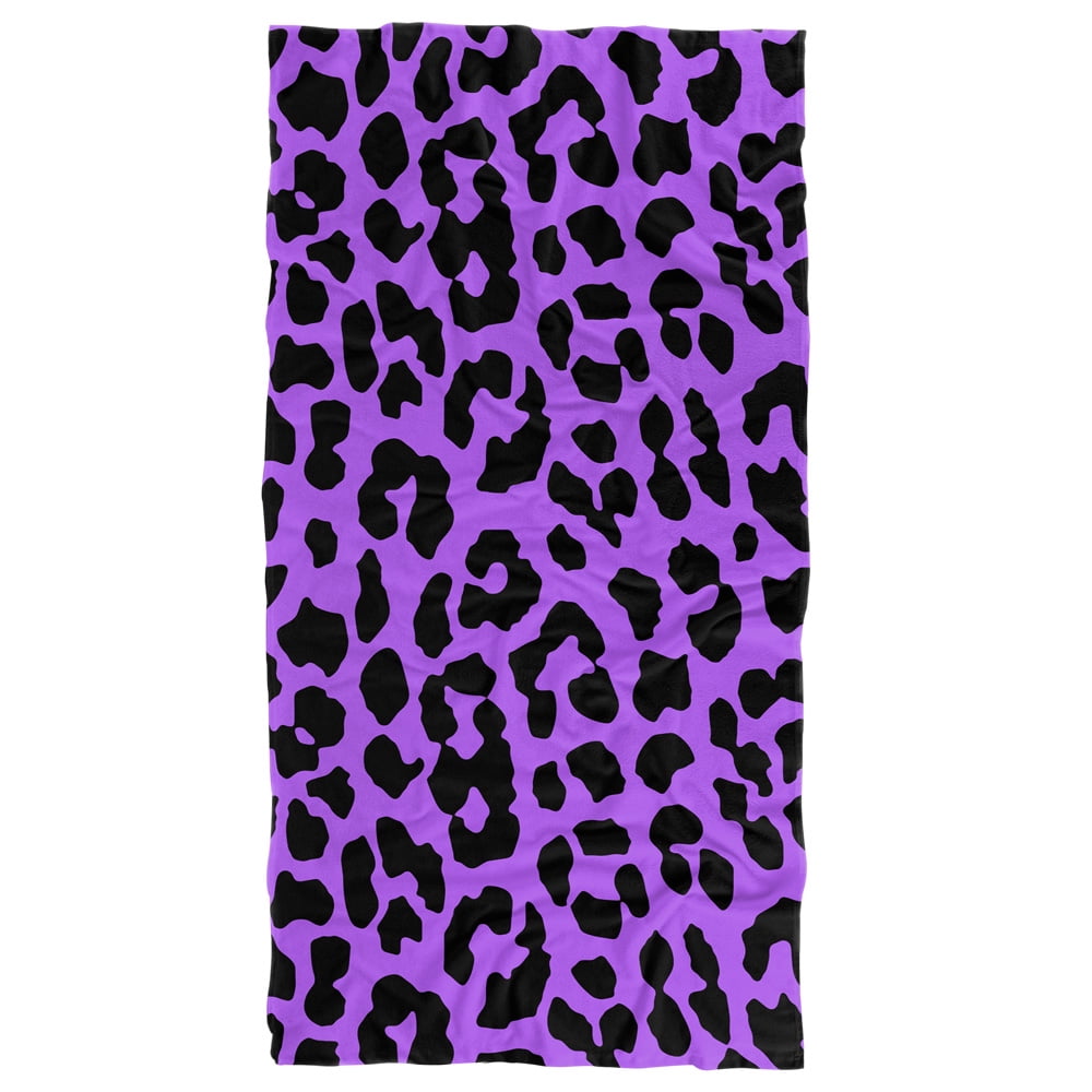 Leopard Print Purple and Black Beach Towel 30' X 60'