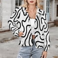 thumbnail image 3 of Jackets for Women Winter Coat Jackets Flannel Stand Collar Jacket(Abstract Black White Wavy Lines,Size:S-4XL), 3 of 7