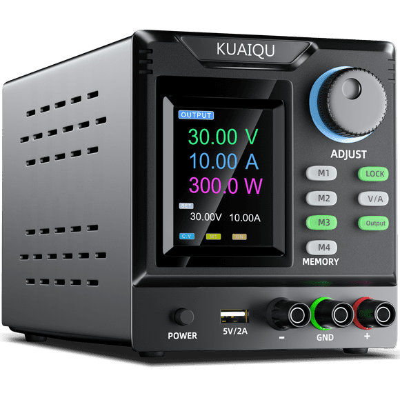 Fuente de alimentación de 30 V y 10 A CC variable,con memoria almacenamiento, interruptor de salida, fuentes reguladas para carga de baterías