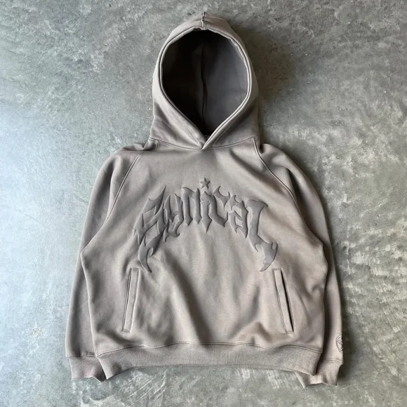 Hooded American retro zipper sweatshirt Gothic letter star print hoodie trendy men‘s casual jacket 2023 new product LS