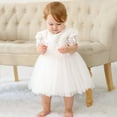 thumbnail image 3 of Robe Blanche de Baptême pour Bébé Fille à Manches Courtes, 3 of 6