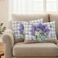 thumbnail image 2 of Lavender Daisy Pillow Covers 2 Pack Watercolors Purple Lavenders Butterfly Grey Plaid Pillowcase Waterproof Outdoor Throw Pillow Cover for Patio Balcony Rectangular Cushion 20”x12”, 2 of 9