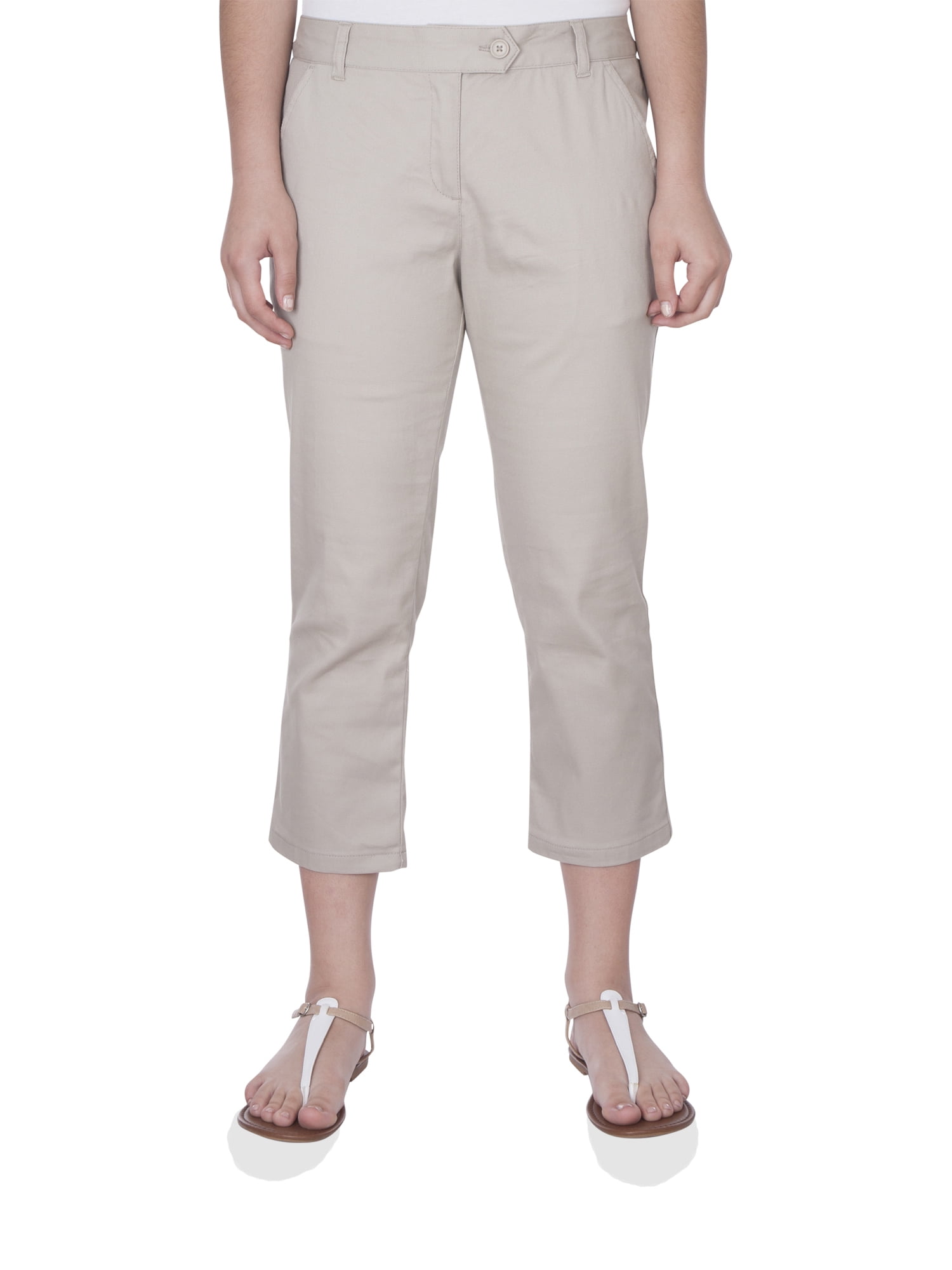 Juniors' School Uniform Capri Pants with Side Vents Walmart