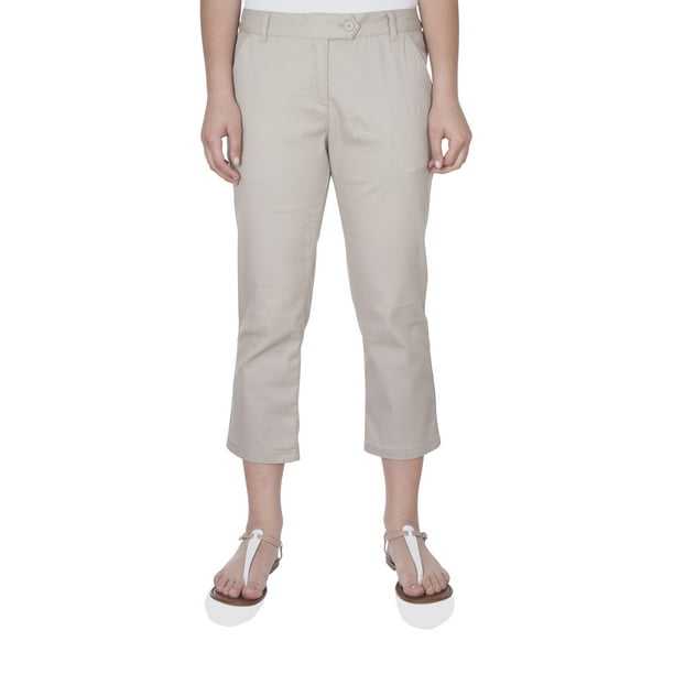 Juniors' School Uniform Capri Pants with Side Vents