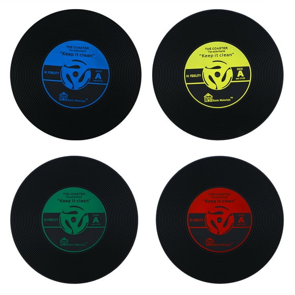 4pcs Colorful Vinyl Record Drink Coasters Cup Mat for Music Lovers