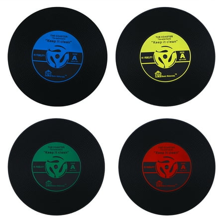 

4pcs Colorful Vinyl Record Disk Drinks Coasters Cup Mat for Music Lovers