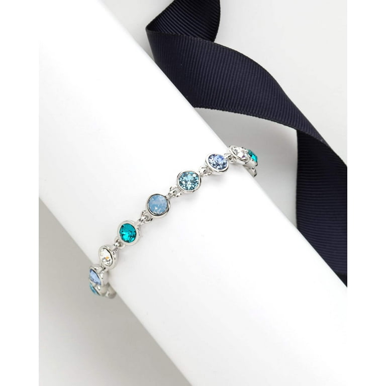 Blue Turquoise Mix Swarovski Crystal Tennis Bracelet