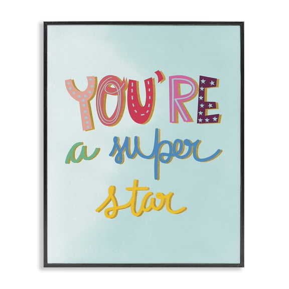 Stupell Industries Contemporary Uplifting Super Star Phrase Black Framed Giclee Art, 24 x 30, by Pragya Kothari