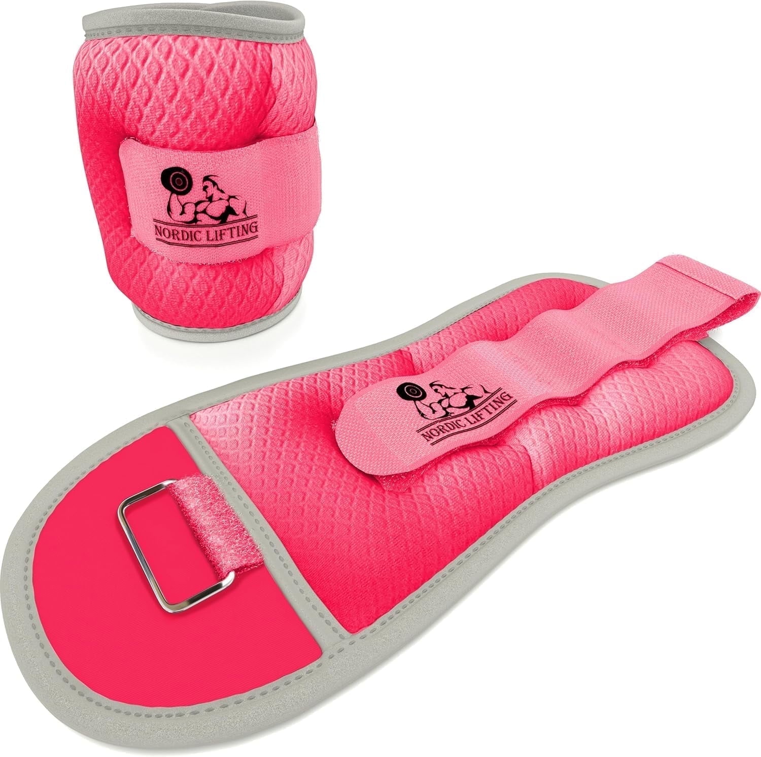 Nordic Lifting 5 lbs Adjustable Straps Pink Ankle Weights Pair