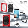 thumbnail image 2 of Shockproof Case for Apple iPad Pro 11 Inch 2022/2021/2020/2018 4th 3rd 2nd 1st Gen/ iPad Air 5th 4th Gen 10.9 Inch, Rotating Kickstand Pencil Holder Shoulder Strap Hand Strap Bumper Cover, Red+Black, 2 of 8