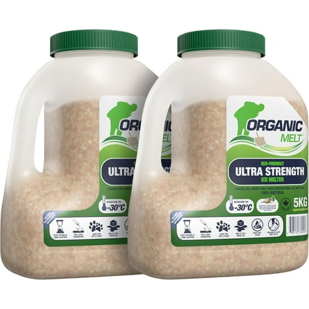 Ice Melt Safe for Concrete, Sidewalks, and Driveways – Pet-Friendly Snow Salt and Ice Melter – Organic Melt Granular De-Icing Product – Eco-Friendly, 5kg Shaker Jug (11 lbs) (2 Pack)