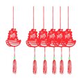 thumbnail image 1 of 6 colgantes de Año Nuevo chino de fieltro rojo, decoración colgante con borlas de personajes de primavera recortados en papel para festivales, fiestas en casa., 1 of 8