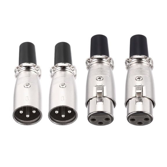 2 Set 3 Pin XLR Connector, Male Female Plug Microphone Cable Connector, Silver