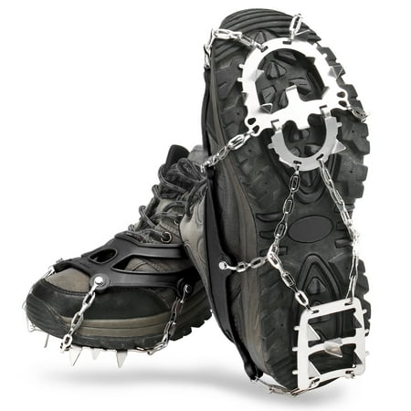 

18 Spikes Traction Cleats Women Men -slip Ice Snow Grips with Storage Pouch for Walking Hiking Fishing Mountaineering
