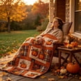 thumbnail image 4 of Dpityserensio Fall Pumpkin Maple Plaid Flannel Quilted Throw Blanket Sofa Bed Decor, 4 of 9