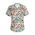 thumbnail image 2 of Uemuo Colorful Spots Printed Women's Classic V-Neck T-Shirt - Soft, Breathable, Moisture-Wicking, Perfect for Casual, Office, Travel, and Everyday Wear-Large, 2 of 5
