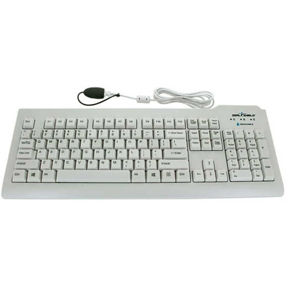 Seal Shield SSWKSV207L Silver Seal Waterproof QWERTY Keyboard - USB - White