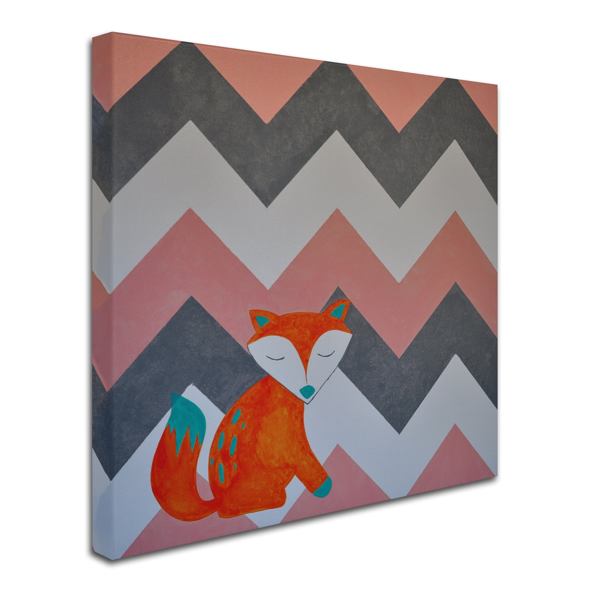 Trademark Fine Art "Fox on Chevron" Canvas Art by Nicole Dietz