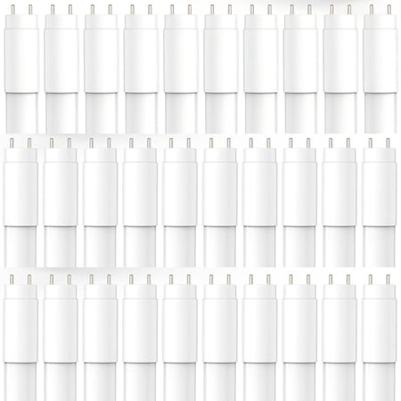 JESLED 30Pack T8 LED Bulbs 4FT Fluorescent Replacement,Type A+B,14W 2450LM 5000K Daylight White, Plug & Play or Ballast Bypass, Frosted Cover