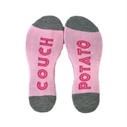Fashion Culture Couch Potato Novelty Crew Socks, One Size, Pink Multi