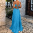 thumbnail image 4 of Women’s Pleated Maxi Dress with Spaghetti Straps and Square Neckline Flowy Long Dress for Casual or Formal Occasions Blue M, 4 of 4