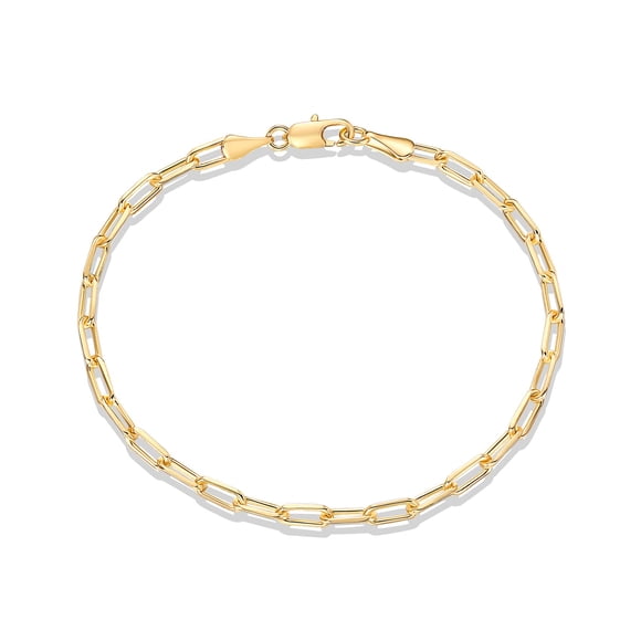 Pulsera Pavoi chapada en oro de 14 quilates con forma de sujetapapeles, bordillo o fígaro para mujer