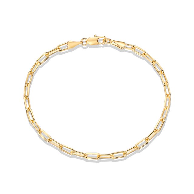 Pulsera Pavoi chapada en oro de 14 quilates con forma de sujetapapeles, bordillo o fígaro para mujer