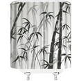 thumbnail image 4 of Bamboo Shower Curtain Asian style Chinese Ink Bamboo Leaves Relaxing Therapy Spring Summer Fabric Bathroom Decor Set Include Hooks,(72" WX72 H), 4 of 4