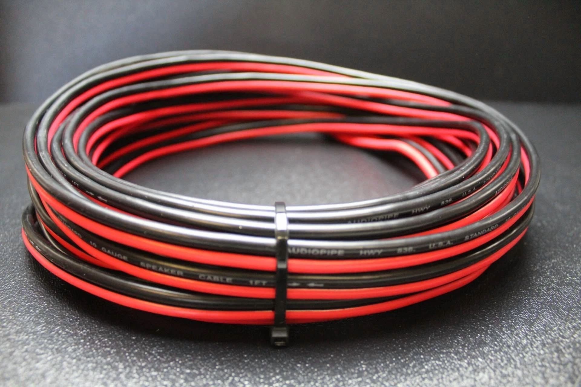 10 Gauge Red Black Speaker Wire Per 10 Ft Awg Cable Power Ground Stranded Copper