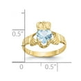 thumbnail image 4 of Auriga Fine Jewelry 10K Yellow Gold March Birthstone Claddagh Ring for Women Size- 5, 4 of 6