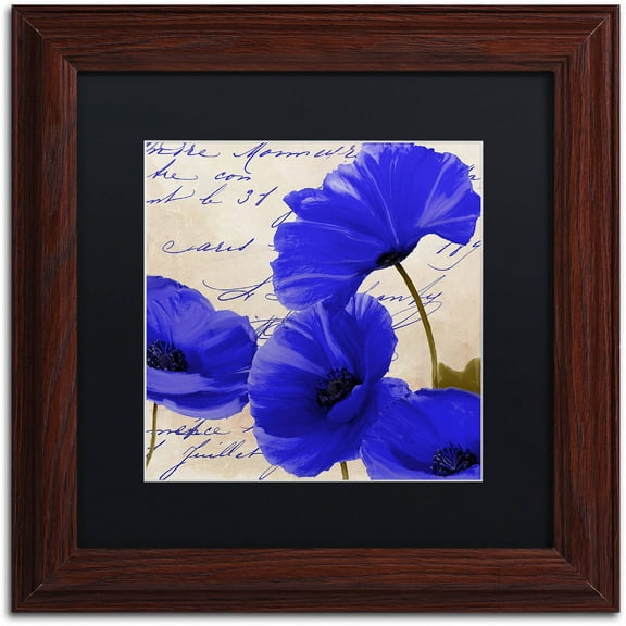 Trademark Fine Art "Coquelicots Bleues I" Canvas Art by Color Bakery Black Matte, Wood Frame