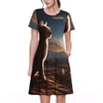 thumbnail image 1 of Disketp Pyramid Desert Cat para Vestido de Manga Corta para Mujeres, Vestidos de Verano para Mujeres, Casual y Holgado para la Playa, 1 of 6