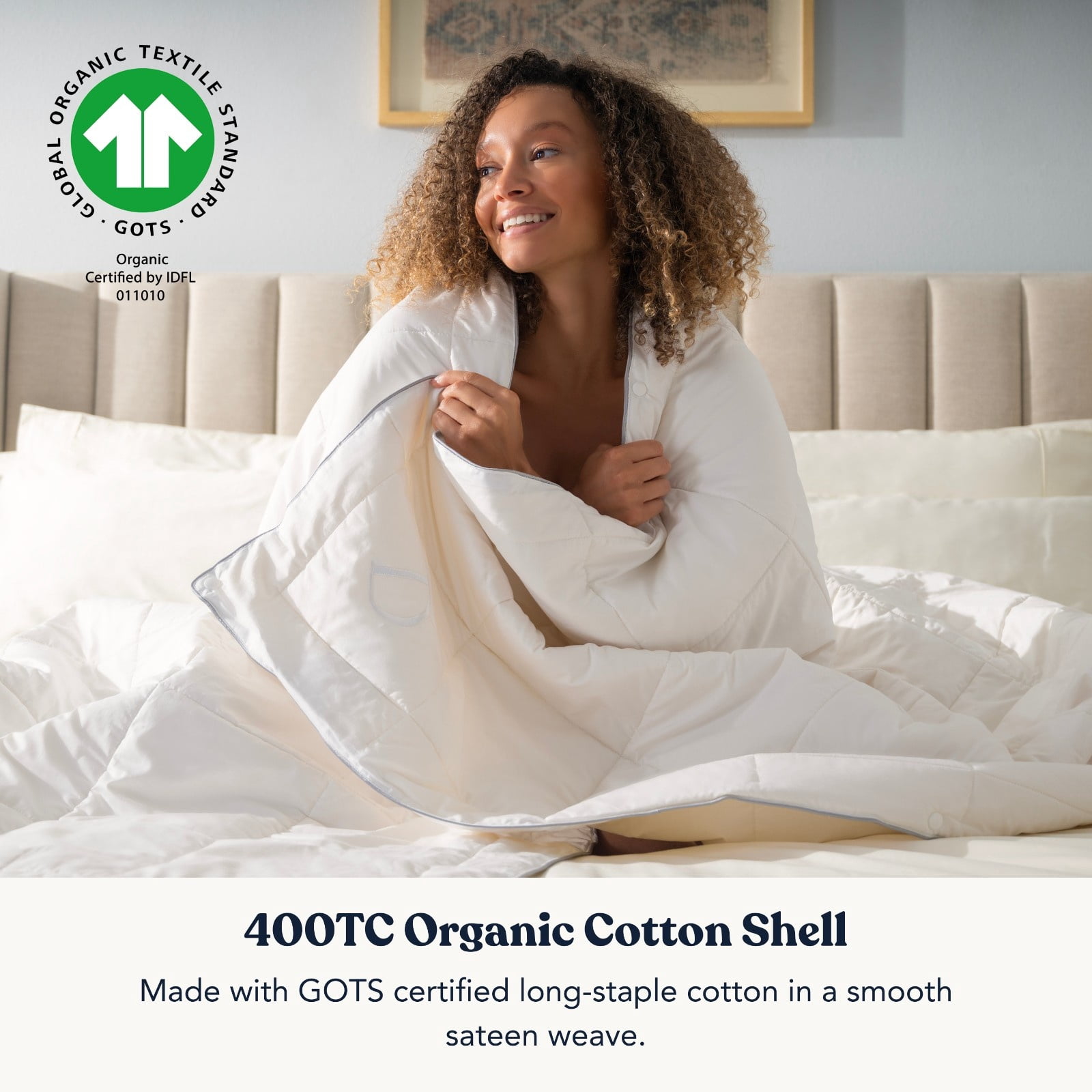 Delara Queen Size Wool Comforter Duvet Insert 88"x92" - Ultra-Soft GOTS Certified 100% Organic Cotton Fabric Summer Spring Merino Wool Comforter, 200 GSM Lightweight Warmth