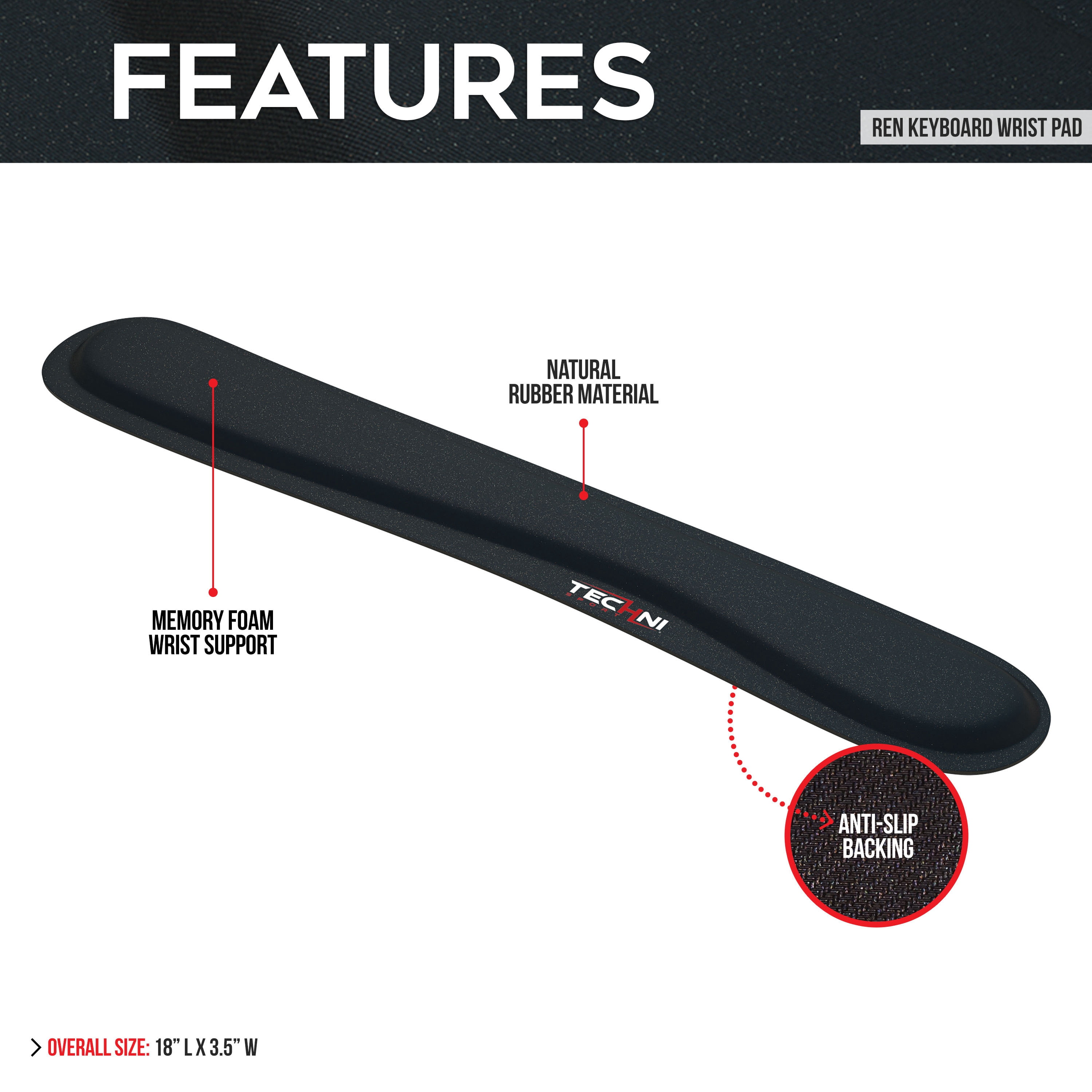 Techni Sport Keyboard Wrist Rest Pad