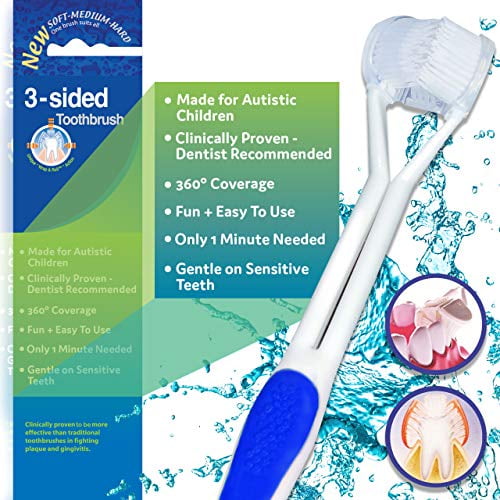 bA1 Sensory 3 Sided Autism Toothbrush for Special Needs Kids (Soft