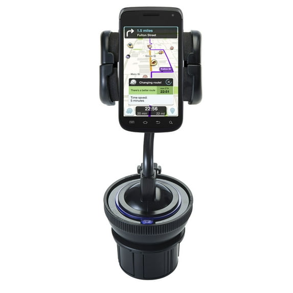 Unique Auto Cupholder and Suction Windshield Dual Purpose Mounting System for Samsung SGH-T679 - Flexible Holder System Includes Two Mount Options