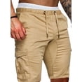 thumbnail image 1 of Qiylii Men's Short Gym Trousers,Daily Skinny Stretching Pure Color Cargo Shorts, 1 of 9