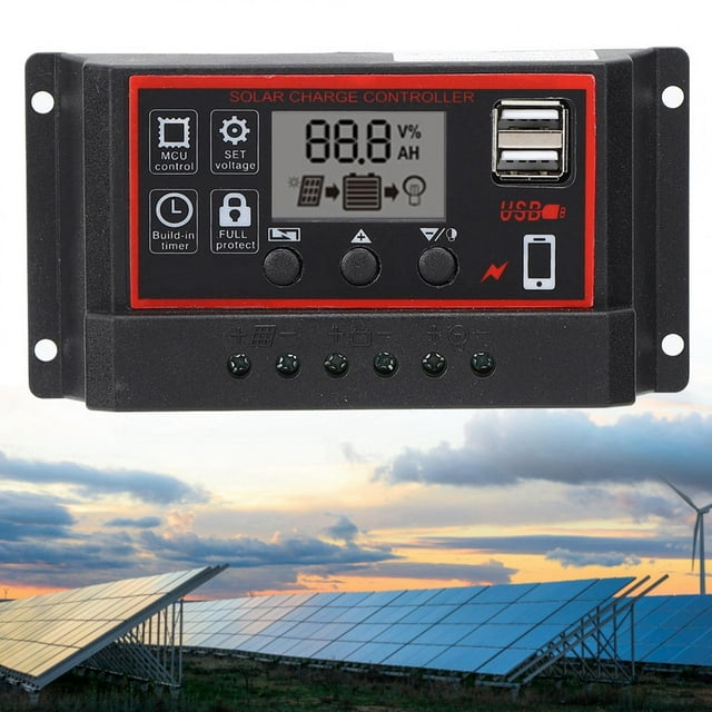 Controlador De Carga Solar, Regulador De Carga Solar LCD De Pantalla Grande Chip De Control Principal De Grado Industrial Para Uso Profesional Para Fines Generales