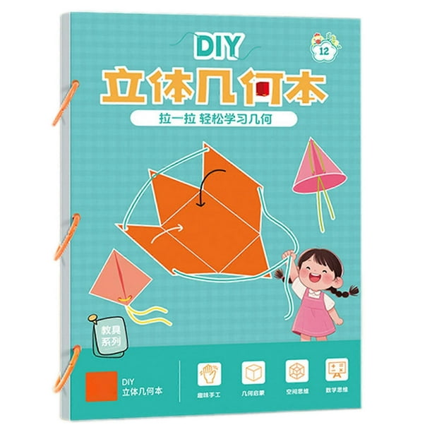 Upgrades Pull String 3D Geometry Learning Book, with Pop-Ups Models Volume Area Exploration, Present for Boys Girls