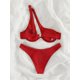 thumbnail image 2 of Conjunto de Bikini para mujer, traje de baño pequeño cruzado con flores en 3D, color verde liso y negro, con cuello Halter y Tanga, novedad de 2024, 2 of 5