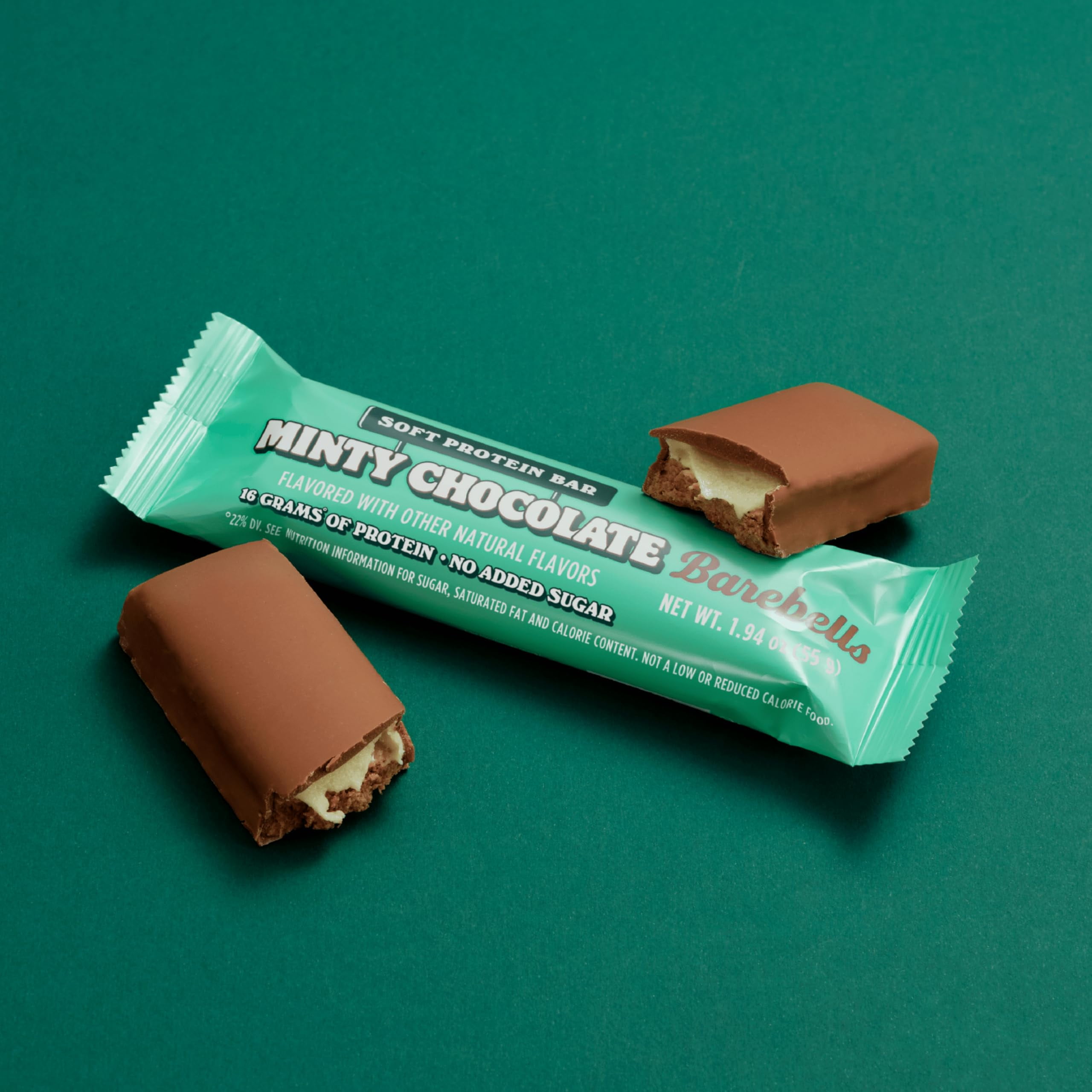 Barebells Soft Protein Bars, Minty Chocolate - 12 Count, 16g High Protein Treats - Chocolate Nutrition Bar with 1g Total Sugars - On The Go Breakfast or Post-Workout Snack