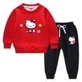 thumbnail image 3 of Conjunto de suéter de ropa para niños de Hello Kitty nuevo para niñas más terciopelo grueso cálido invierno Casual deportes conjunto de manga larga para niños, 3 of 5
