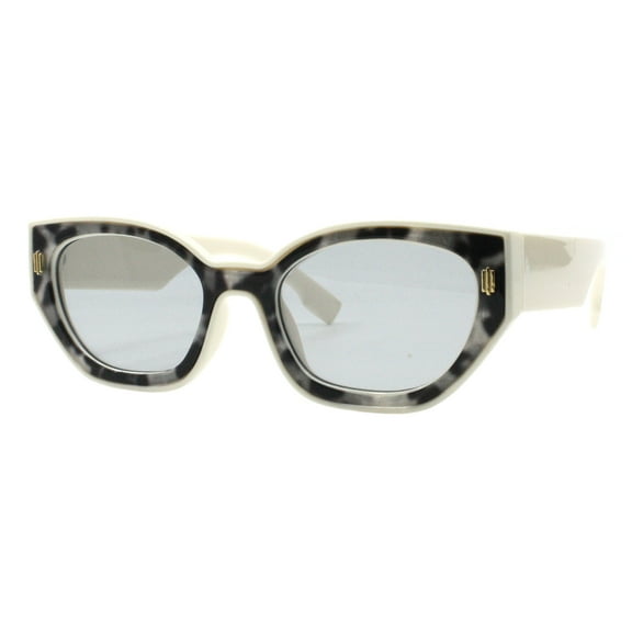 Womens Designer Style Sunglasses Geometric Cat Eye UV 400 Ivory Black, Grey