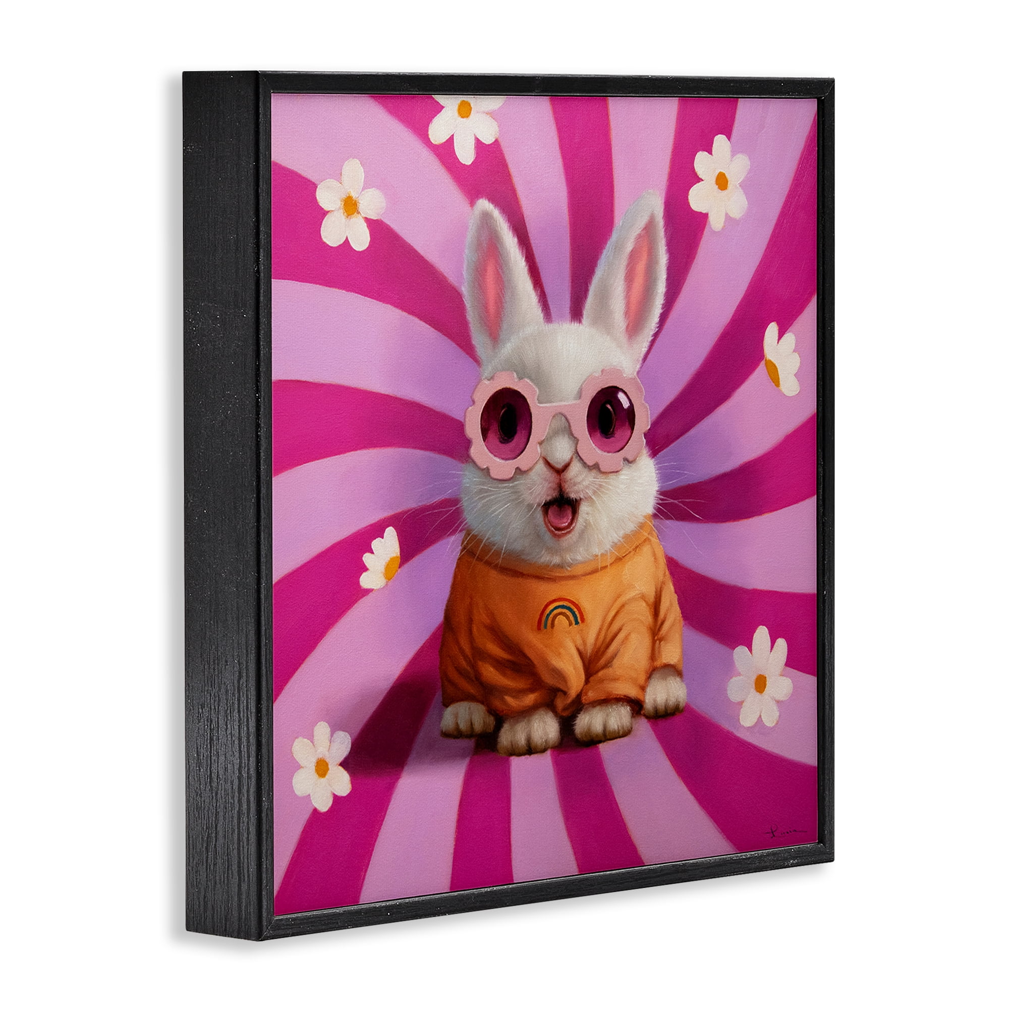 Stupell Industries Good Vibes Only Rabbit Black Framed Giclee Art, design by Lucia Heffernan