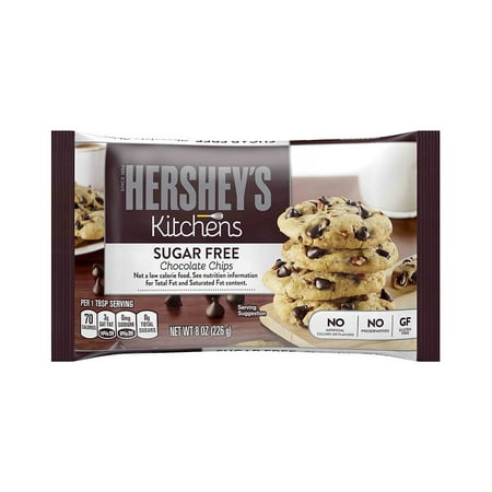 HERSHEY'S Sugar Free Chocolate Chips, 8 Ounces, 2 Pack