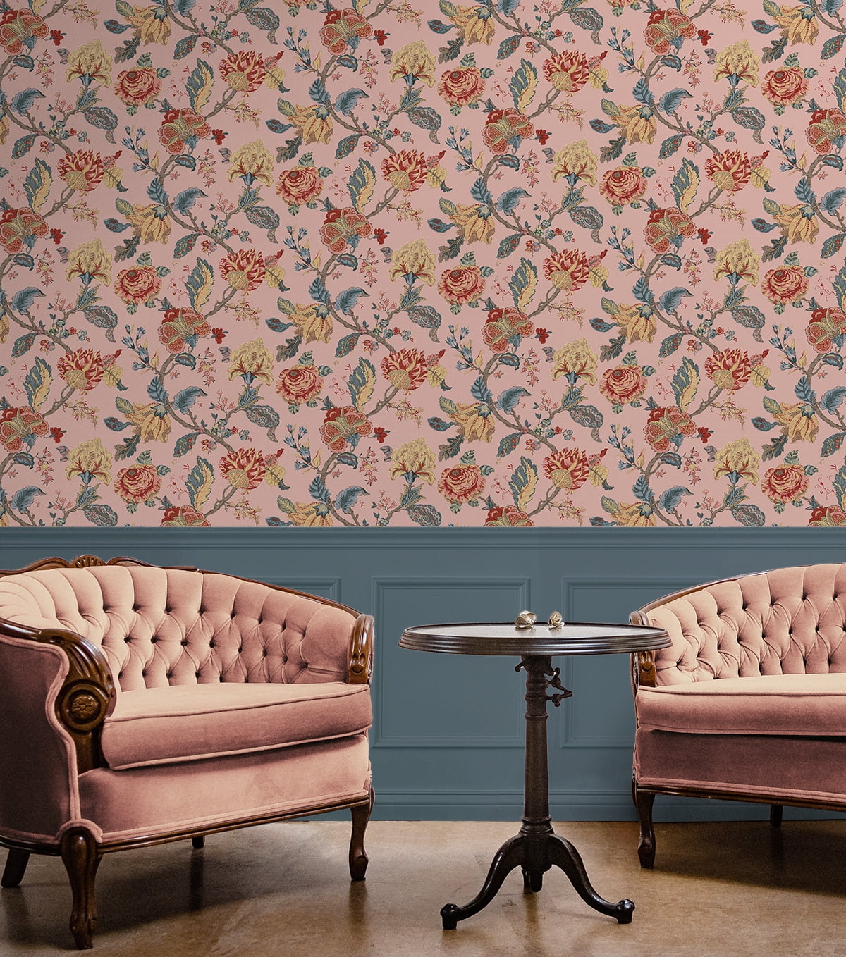 NextWall  Kianna Jacobean Peel and Stick Wallpaper 20.5 in. W x 18 ft. L - Blush