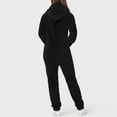 thumbnail image 4 of SZJXBUY Adult Womens Onesies Pajamas Fleece Zip Up Sherpa Jumpsuit with Drawstring Hooded Solid Pockets Loungewear Sleepwear One Piece Rompers Black,XXL, 4 of 6
