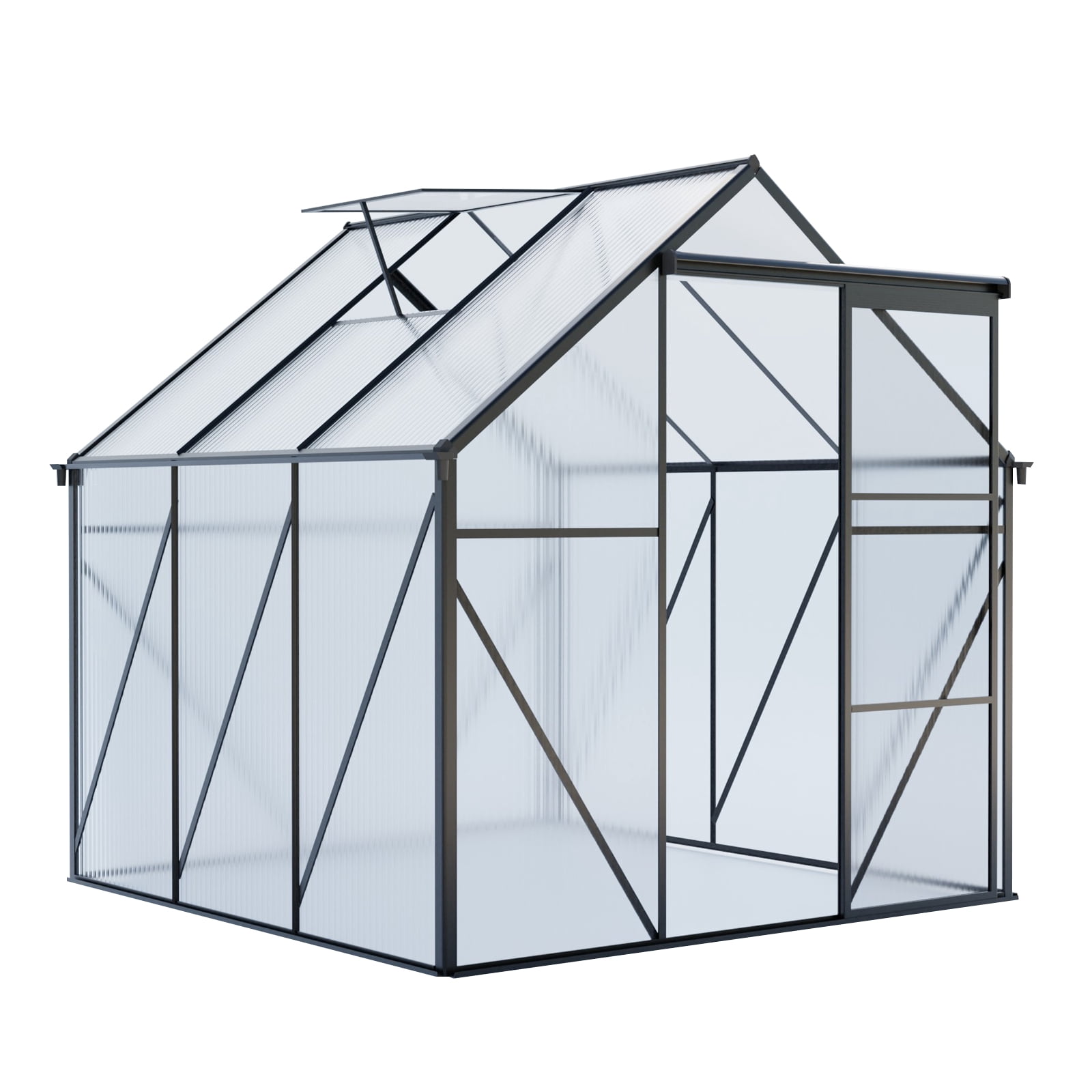 Aurlrtil 6'X6' Polycarbonate Greenhouse, Aluminum Heavy Duty Walk-in Greenhouses for Backyard, Black