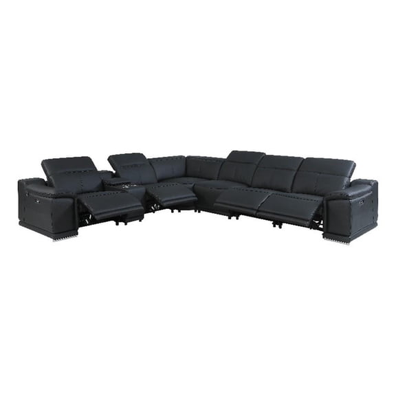 Titan Furnishings 7-Piece 1 Console 4-Power Reclining Italian Leather Sectional
