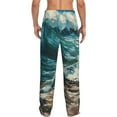 thumbnail image 3 of Daiia Blue Ocean Waves Men's Sleep Pant with Pockets and Drawstring,Pajama Pants-X-Large, 3 of 9
